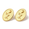 Ion Plating(IP) 304 Stainless Steel Oval with Flower Stud Earrings EJEW-C114-26G-2
