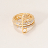 Brass Micro Pave Cubic Zirconia Finger Rings FA7520-7-2