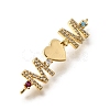 Mother's Day Brass Micro Pave Cubic Zirconia Mom Heart Connector Charms LS-KK-Z155-03G-02-2