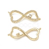Brass Micro Pave Clear Cubic Zirconia Connector Charms KK-E068-VB392-1