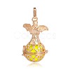 Golden Plated Brass Hollow Round Cage Pendants KK-J251-04G-2