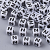 White Opaque Acrylic Beads X-MACR-R869-02N-1