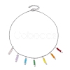 Colorful Glass & Round Shell Pearl Beaded Charms Bib Necklace NJEW-JN04628-4