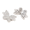 Brass Micro Pave Clear Cubic Zirconia Connector Charms CU-CBA908F-04P-04-2