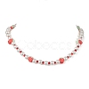 3Pcs 3 Style Fruit Polymer Clay & Glass Seed & Acrylic Pearl Beaded Necklaces Set NJEW-JN04582-3