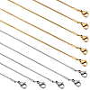 12Pcs 2 Colors 304 Stainless Steel Round Snake Chain Necklaces Set NJEW-SC0001-19-1
