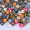 Colorful Pattern Printed Silicone Focal Beads SI-JX0022A-12-4