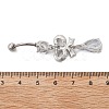 Alloy Crystal Rhinestone Dangle Curved Barbell Belly Rings AJEW-R007-04P-05-4