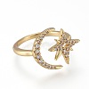 Brass Micro Pave Clear Cubic Zirconia Cuff Rings RJEW-K232-02G-2