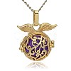 Golden Tone Brass Hollow Round Cage Pendants KK-J230-03G-3
