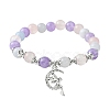 8mm Round Natural Aquamarine & Rose Quartz & Amethyst Beaded Stretch Bracelets BJEW-TA00502-1