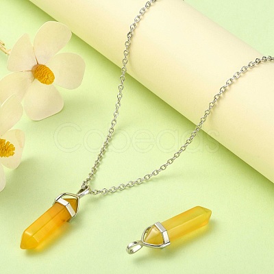 2Pcs Natural Agate Dyed Double Terminated Pointed Pendants G-YW0002-05D-1