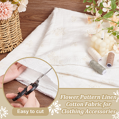 Flower Pattern Linen Cotton Fabric for Clothing Accessories DIY-WH0632-51-1
