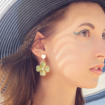 8 Pairs Brass Heart Stud Earring Findings KK-BC0011-79-1