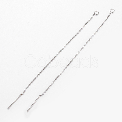 Non-Tarnish 304 Stainless Steel Chain Stud Earring Findings X-STAS-H434-58P-1