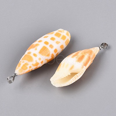 Brass & Natural Mitra Shell Big Pendants SHEL-Q029-17P-1