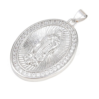 Religion Brass Micro Pave Clear Cubic Zirconia Pendants KK-H268-04A-P-1