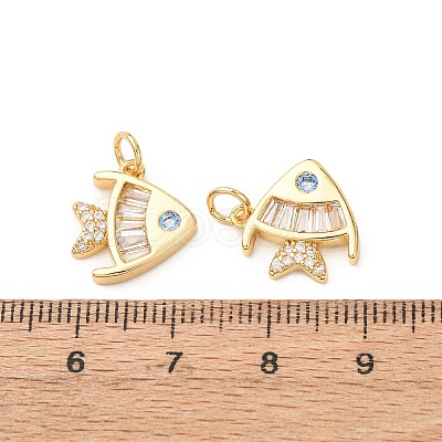 Brass Micro Pave Cubic Zirconia Pendants KK-D019-01B-G-1