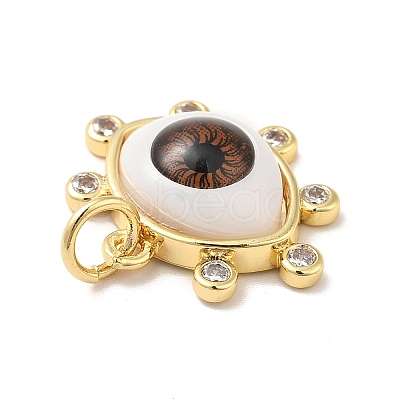 Brass Micro Pave Clear Cubic Zirconia Pendants ZIRC-E006-04G-01-1