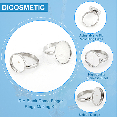 DICOSMETIC DIY Blank Dome Finger Rings Making Kit DIY-DC0001-62-1