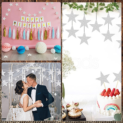 60Pcs Paper Glitter Star Wall Decoration AJEW-SP0001-17B-1