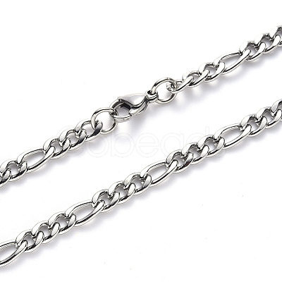 Non-Tarnish 304 Stainless Steel Figaro Chain Necklaces NJEW-S420-003B-P-1