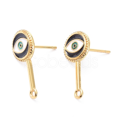 Brass Enamel Stud Earring Findings KK-P205-07G-1