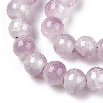 Crackle Baking Paint Imitation Jade Glass Beads Strands DGLA-T003-10mm-04-1
