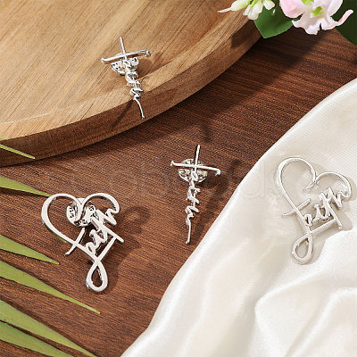 4Pcs 2 Styles Faith Theme Zinc Alloy Brooch JEWB-CA0001-90-1