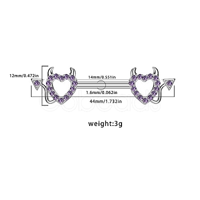 6 Styles 316L Surgical Stainless Steel Cubic Zirconia Nipple Nail Ring Sets WGE45DD-07-1