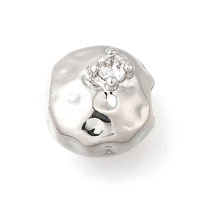 Brass Micro Pave Clear Cubic Zirconia Beads KK-U061-15A-P-1