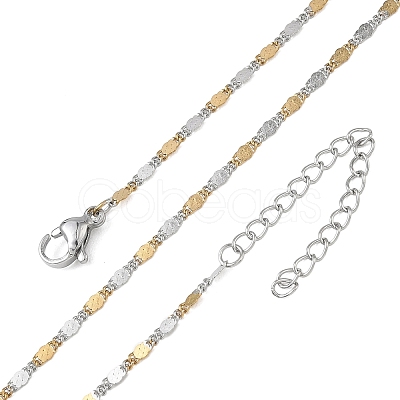 Two Tone 2MM 304 Stainless Steel Oval Link Chain Necklaces NJEW-D328-02GP-1