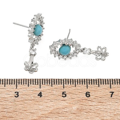 Brass Pave Cubic Zirconia Stud Earring Findings KK-C172-15P-1
