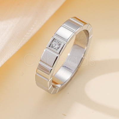 304 Stainless Steel & Cubic Zirconia Finger Rings FS-WG10832-15-1