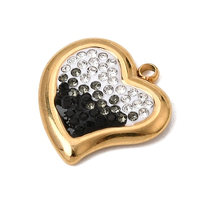 Gradient Color 304 Stainless Steel & Polymer Clay Pave Rhinestone Pendants SA-CBAA9A2-08G-01-1