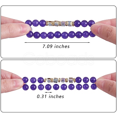 4Pcs 4 Style Natural Malaysia Jade Stretch Bracelets Set with Glass Beaded BJEW-SW00105-06-1