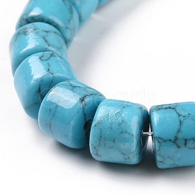 Synthetic Turquoise Column Bead Strands G-E266-04B-1