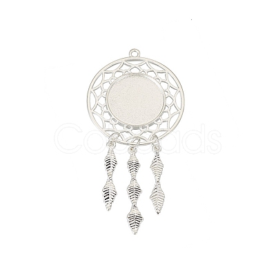 Hollow Alloy Pendants Cabochons Settings PALLOY-TAC0127-01S-1