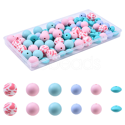 85Pcs 4 Styles Food Grade Eco-Friendly Silicone Beads SIL-YW0001-68-1
