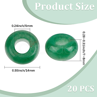 20Pcs Natural Green Aventurine European Beads G-PA0002-34C-1