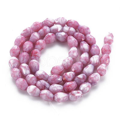 Opaque Baking Paint Glass Beads Strands EGLA-N006-007-1