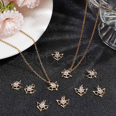 10Pcs Brass Micro Pave Cubic Zirconia Charms KK-BBC0015-42-1