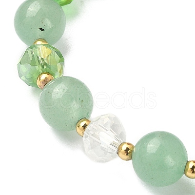 Natural Green Aventurine & Glass Beaded Stretch Bracelet BJEW-TA00308-1