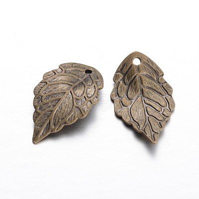 Leaf Brass Pendants KK-F371-49AB-1