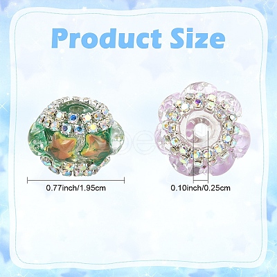 9Pcs 9 Colors Acrylic Rhinestone Rondelle Beads OACR-YW0004-54-1
