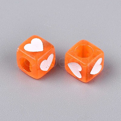 Spray Painted Transparent Acrylic Beads OACR-N140-02D-1