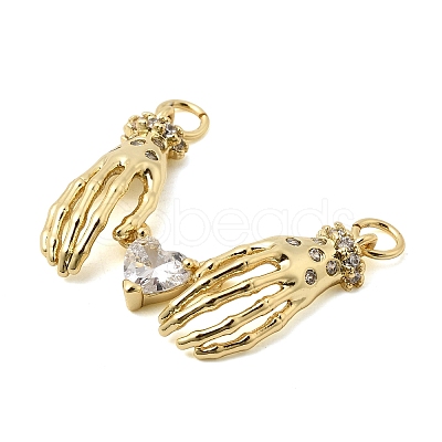 Brass Clear Cubic Zirconia Pendants KK-H267-033G-1