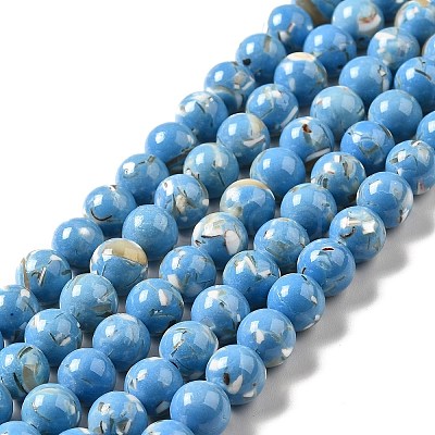 Synthetic Turquoise and Sea Shell Assembled Beads Strands G-D482-01A-04-1