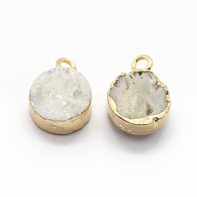 Natural Druzy Quartz Charms G-P396-07G-03-1