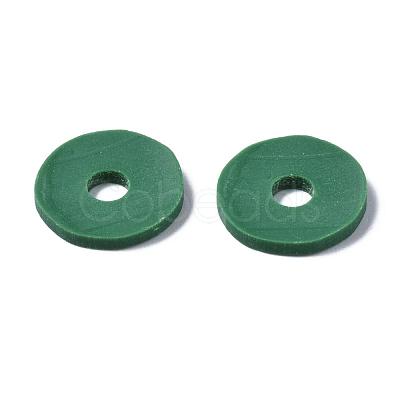 Flat Round Handmade Polymer Clay Beads CLAY-R067-12mm-46-1